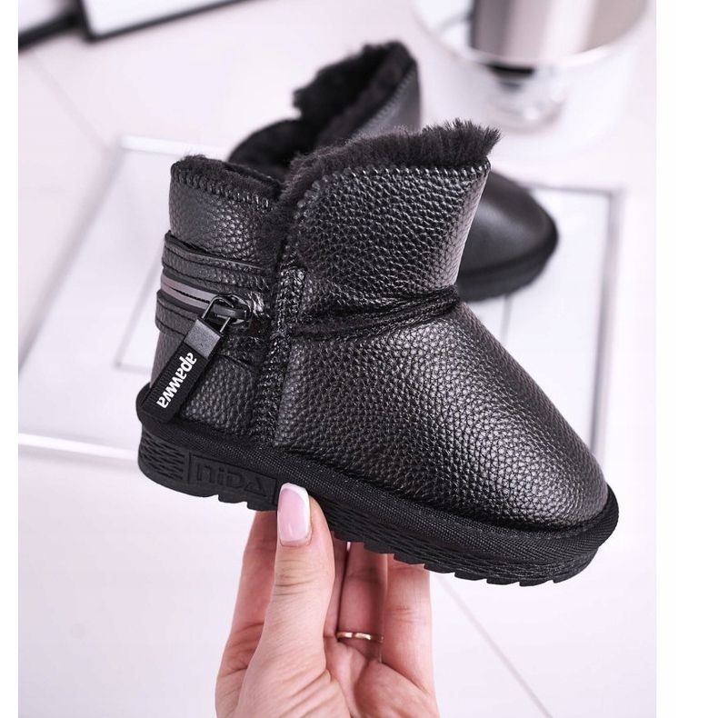 Apawwa Botas infantis pretas quentes para neve Let It Snow preto 2 Apawwa Botas infantis pretas quentes para neve Let It Snow preto 2