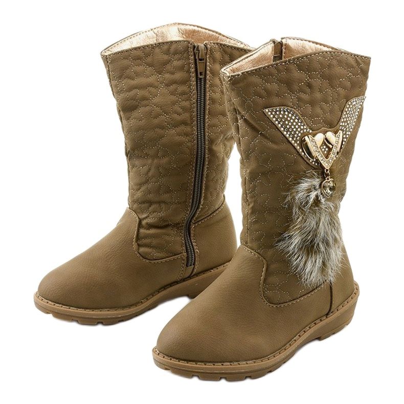 Botas isoladas Eilris infantis para meninas bege cáqui 2