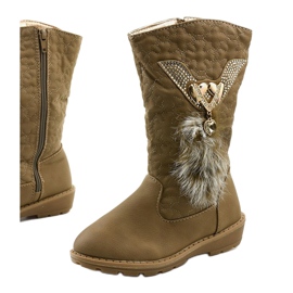 Botas isoladas Eilris infantis para meninas bege cáqui 1