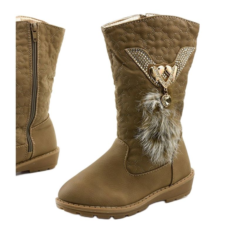 Botas isoladas Eilris infantis para meninas bege cáqui 1