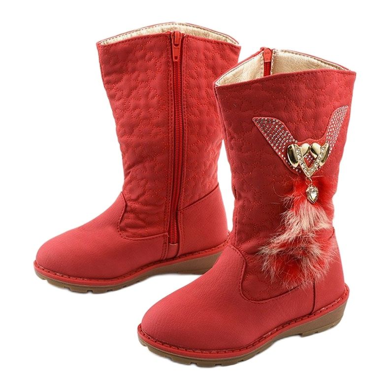Botas isoladas Eilris infantis para meninas vermelho 2