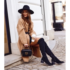 Botas femininas de cano alto até o joelho preto Can't Stop 2