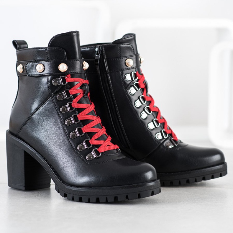 Ideal Shoes Botas de pedra no poste preto 1