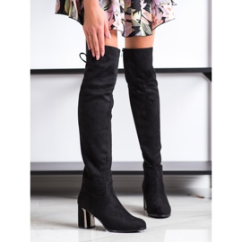 Gogo Botas de cano alto com salto decorativo preto 1