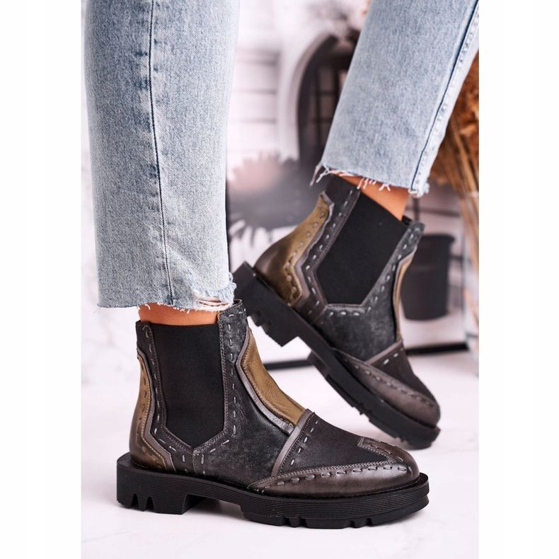 Botas femininas de couro Jodhpur Maciejka cinza 04634-03 bege castanho 1