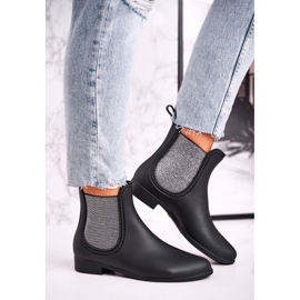 Resposta a prata de Matt Black Wellies feminino preto 1