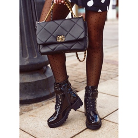 Botas de trabalhador femininas lacadas pretas Valeria preto 1