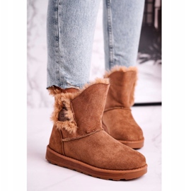 Botas de camurça com botão de pele marrom castanho 1
