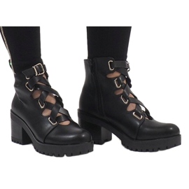 Mulanka Botas pretas de salto aberto J-10 preto 1