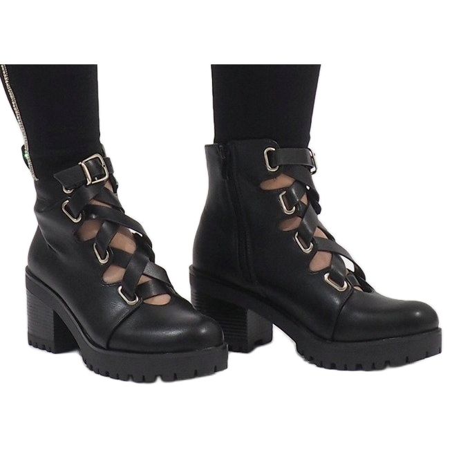 Mulanka Botas pretas de salto aberto J-10 preto 1