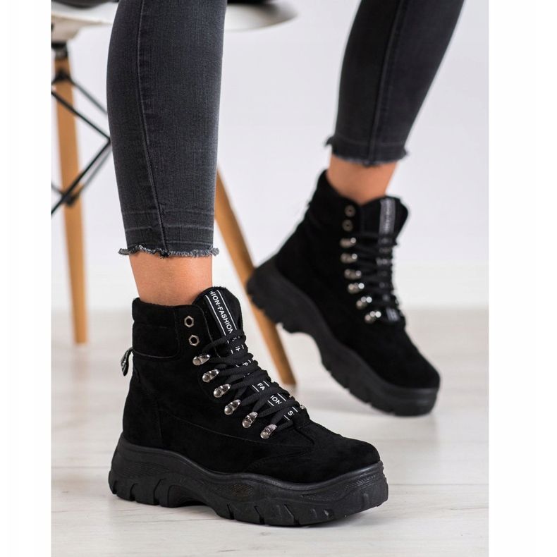 SHELOVET Black Fashion Trappers preto 1