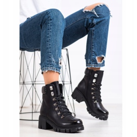 Ideal Shoes Trabalhadores de couro ecológico preto 1