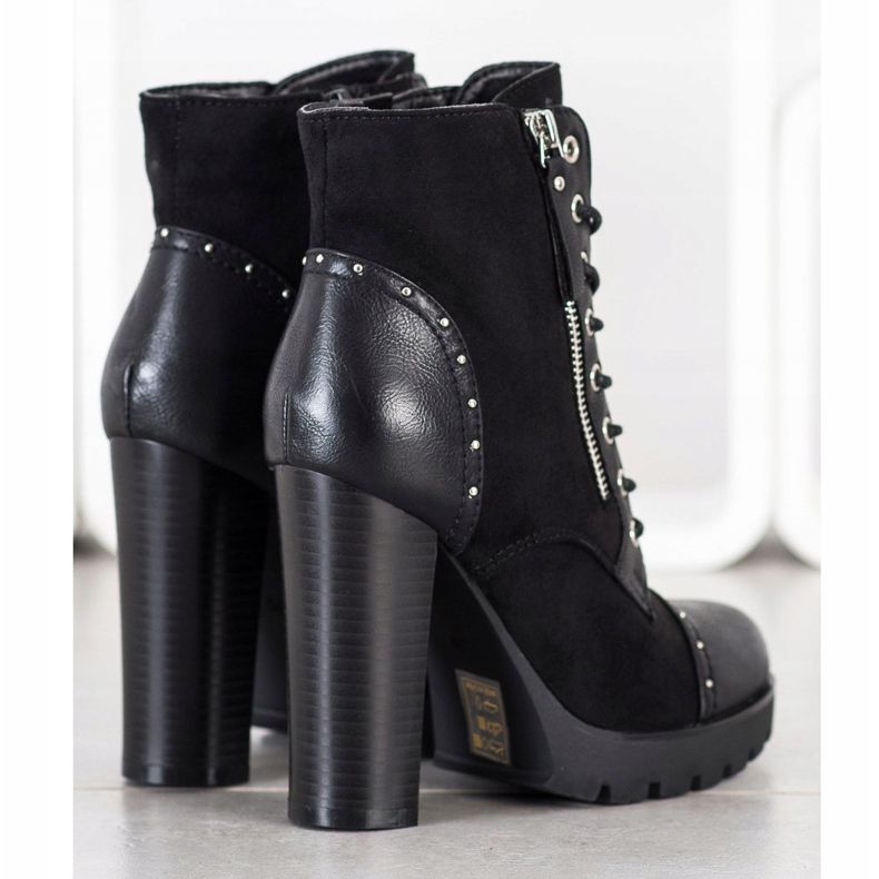 Kayla Botas de pedra de salto alto preto 2