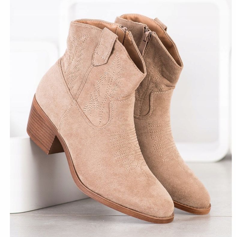 Cm Paris Botas de caubói elegantes de camurça bege 2