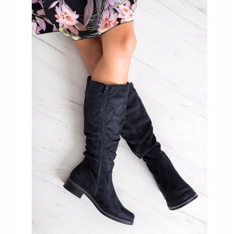 Super Me Botas Com Zircônia Cúbica azul marinho azul 2