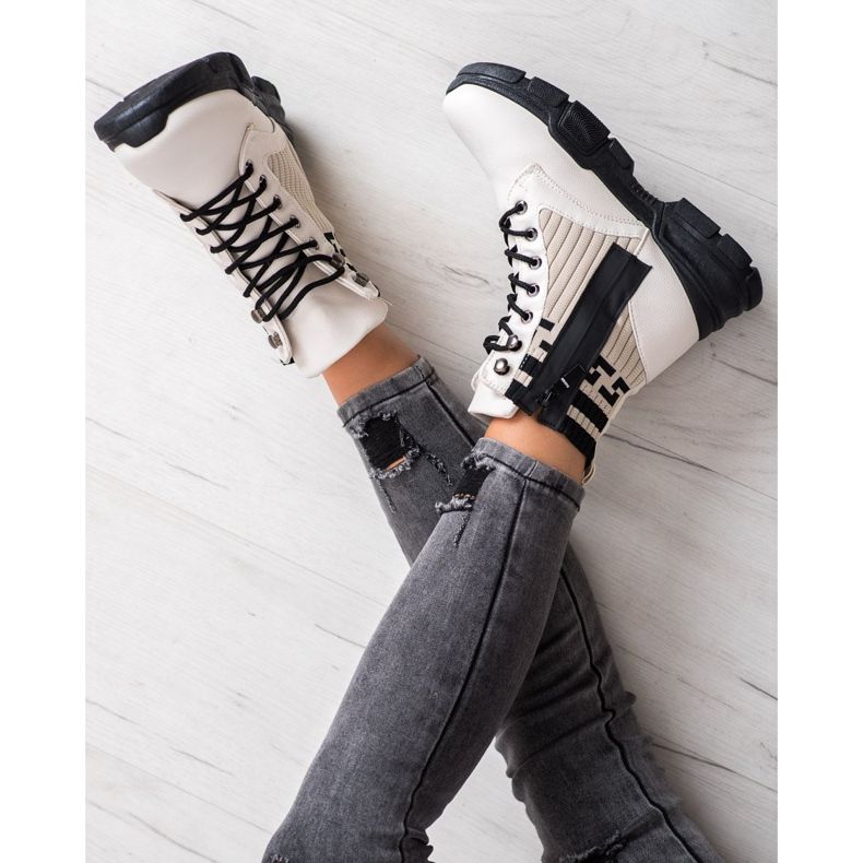 SHELOVET Trabalhadores da moda com cordões branco preto 2