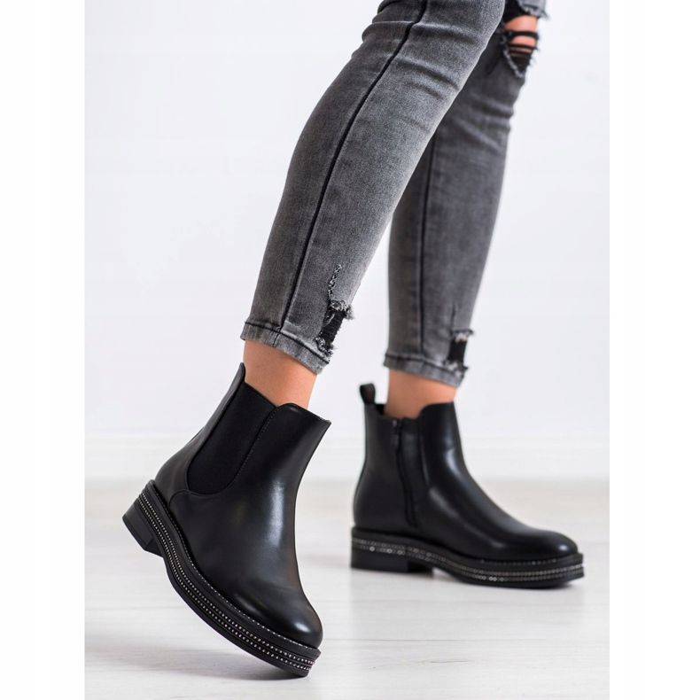 SHELOVET Botas na plataforma com zircônia cúbica preto 1 SHELOVET Botas na plataforma com zircônia cúbica preto 1