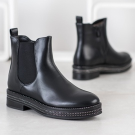 SHELOVET Botas na plataforma com zircônia cúbica preto 2