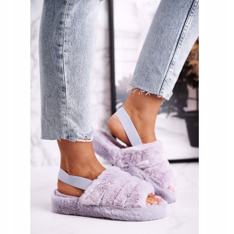 FJ1 Chinelos femininos na plataforma de floco de neve roxo de pele tolet 2