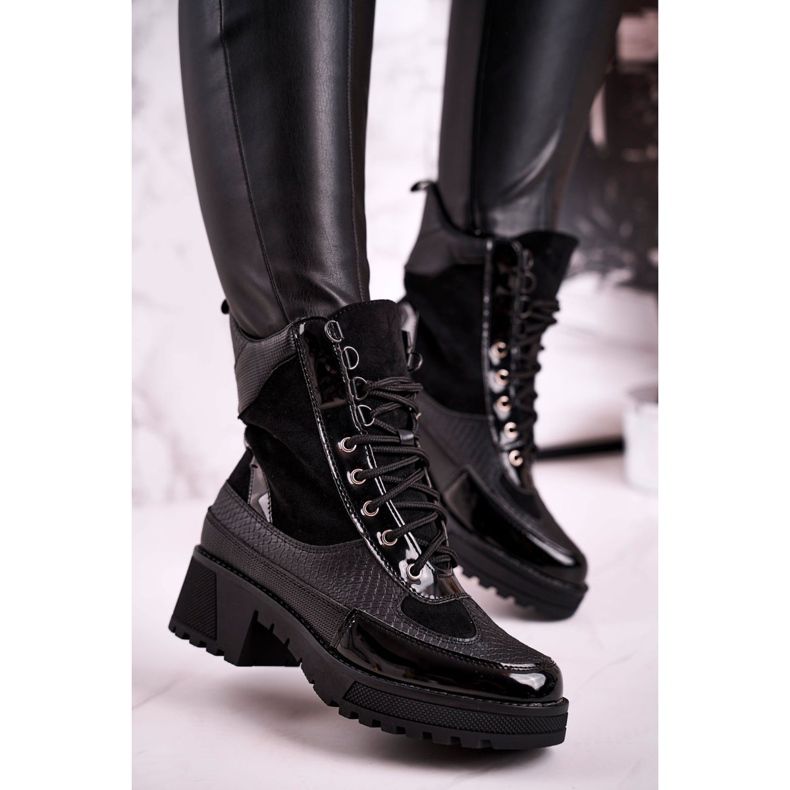 Boots Workers Warmed Black Animal Print Helena preto 2