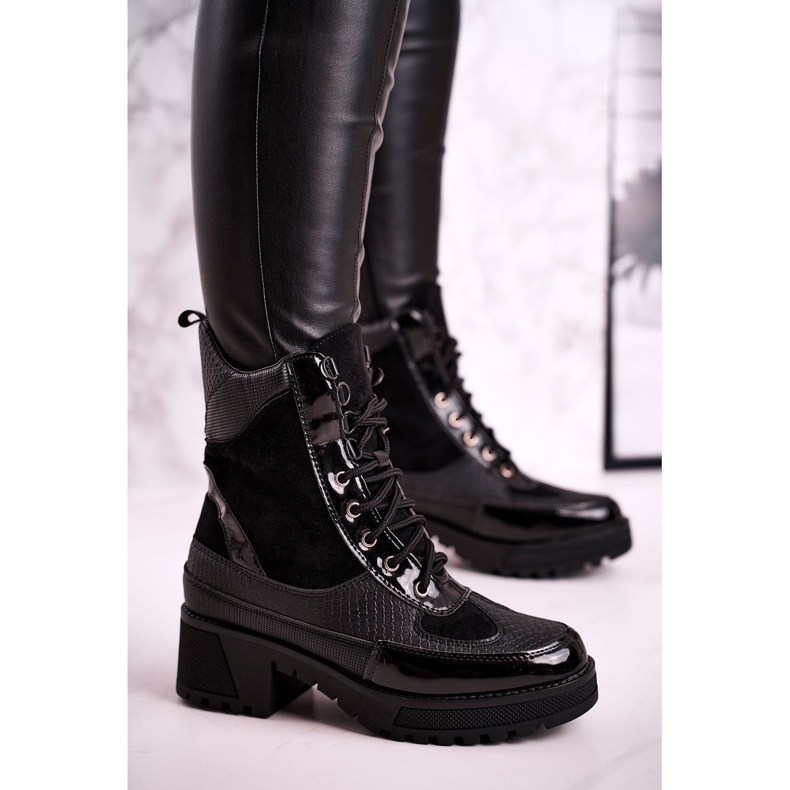 Boots Workers Warmed Black Animal Print Helena preto 1