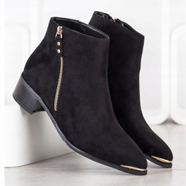 Kayla Botas elegantes com zíper preto dourado 2 Kayla Botas elegantes com zíper preto dourado 2