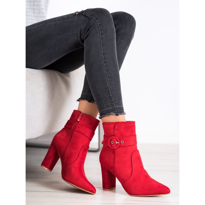 Laura Mode Botas Vermelhas Elegantes No Spitz vermelho 2
