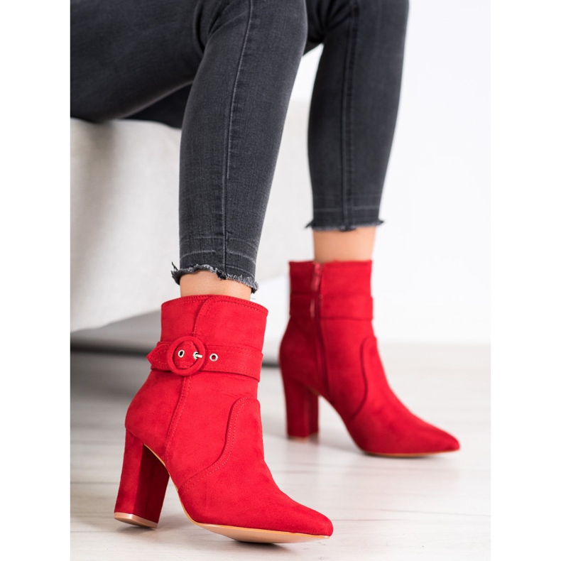Laura Mode Botas Vermelhas Elegantes No Spitz vermelho 1