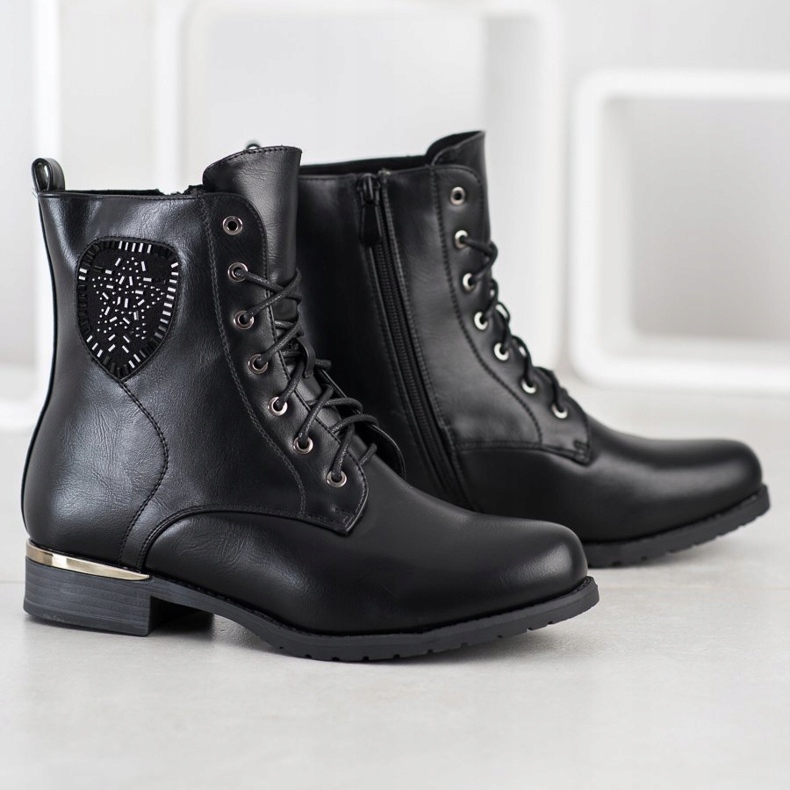 Gogo Botas amarradas com cristais preto 1