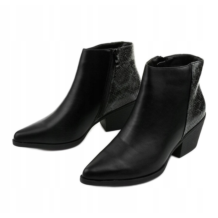 Botas de cowboy femininas Prerent pretas preto cinza 2