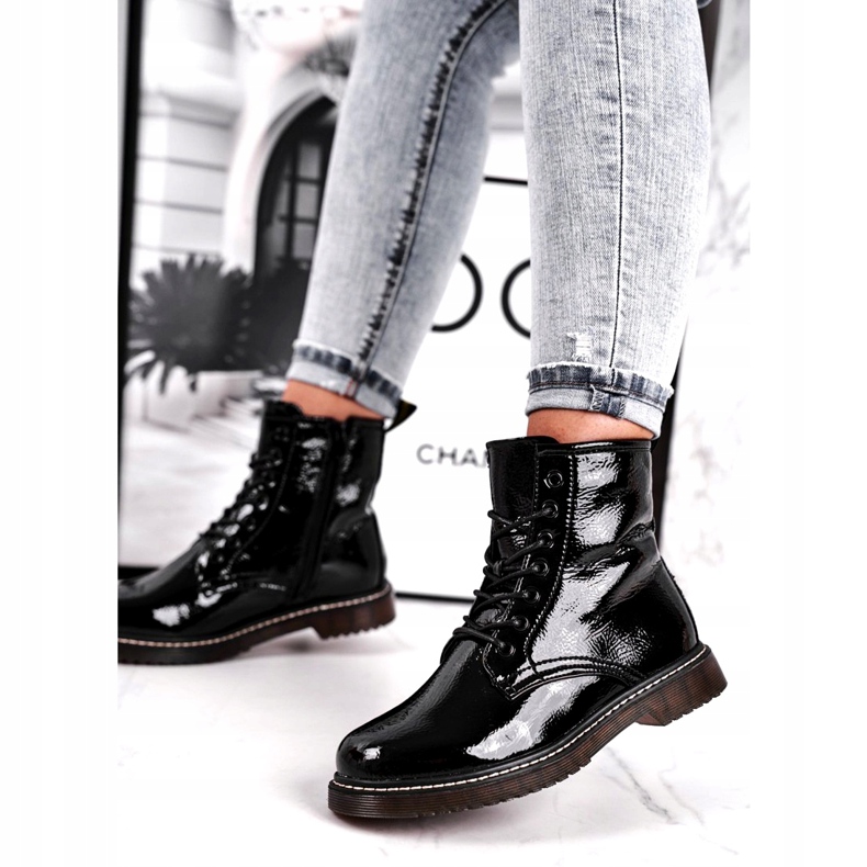 Botas de couro envernizado preto Evento 20DZ23-3216 Marita 1