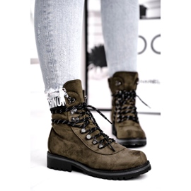 Evento Botas de madeira femininas altas cáqui 9BT35-1331 Dk.Verde preto 1