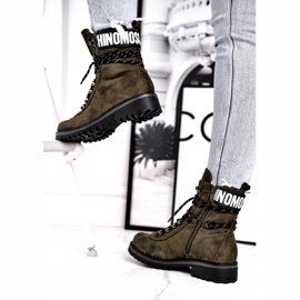 Evento Botas de madeira femininas altas cáqui 9BT35-1331 Dk.Verde preto 2