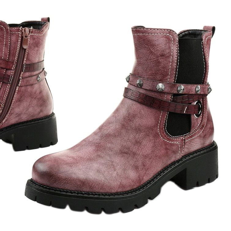 Botas com isolamento achatado rosa com zíper Siempleglam 1
