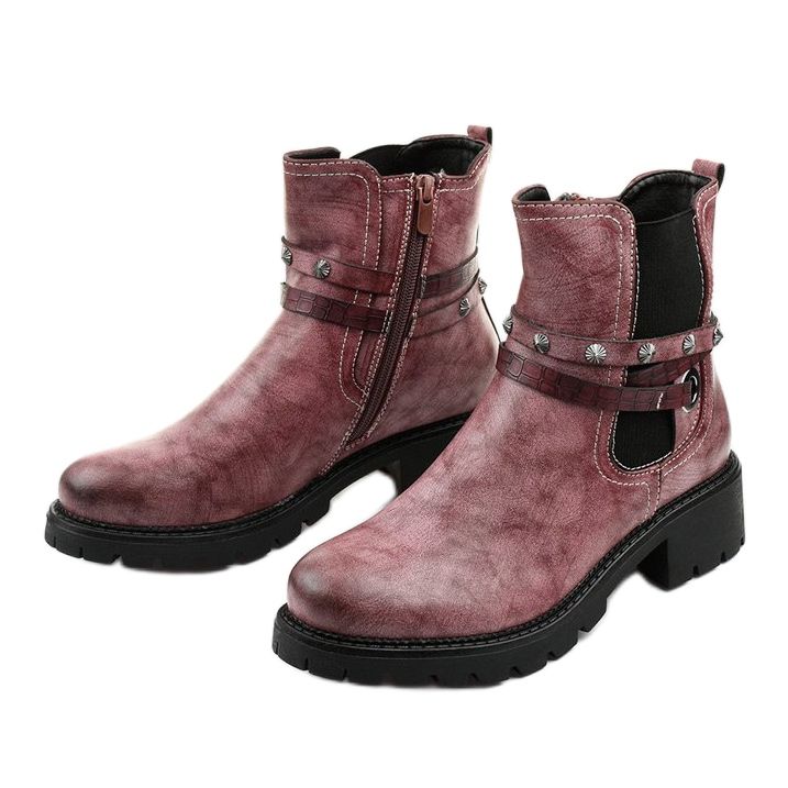 Botas com isolamento achatado rosa com zíper Siempleglam 2