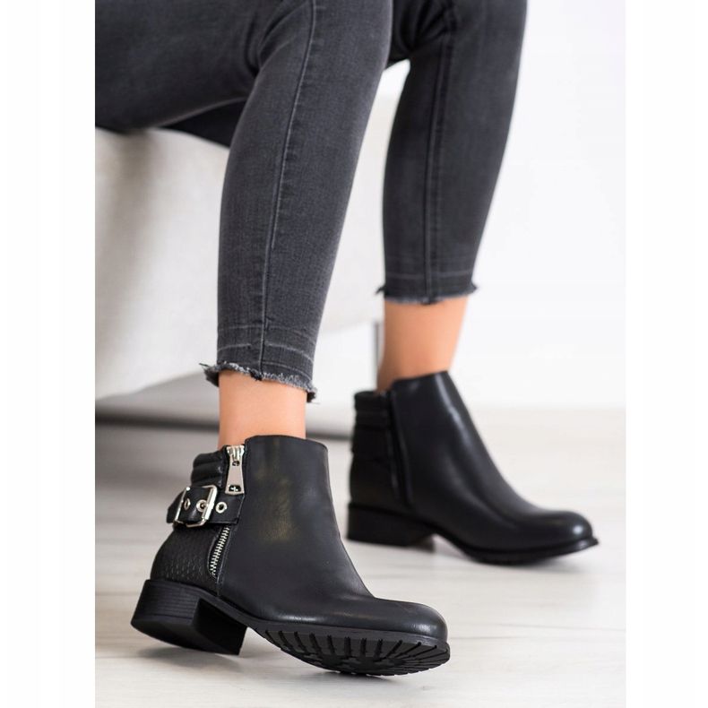 Kayla Botas casuais com fivela preto 1