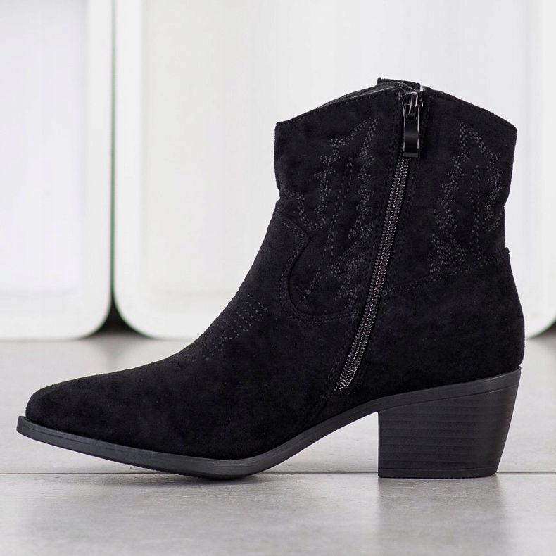 Cm Paris Botas de caubói elegantes de camurça preto 1