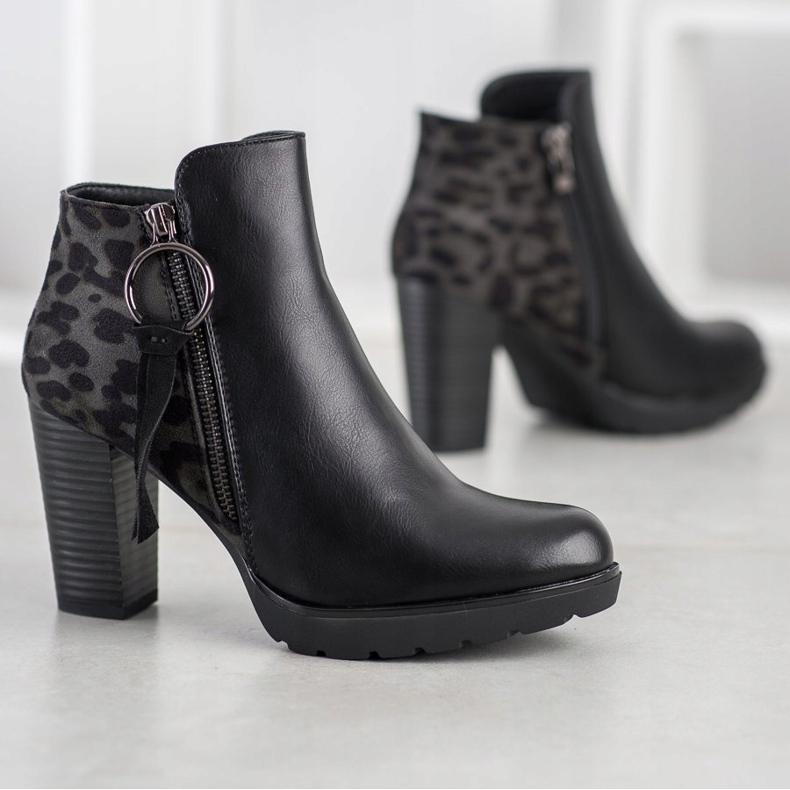Goodin Botas com estampa de leopardo quente preto 1