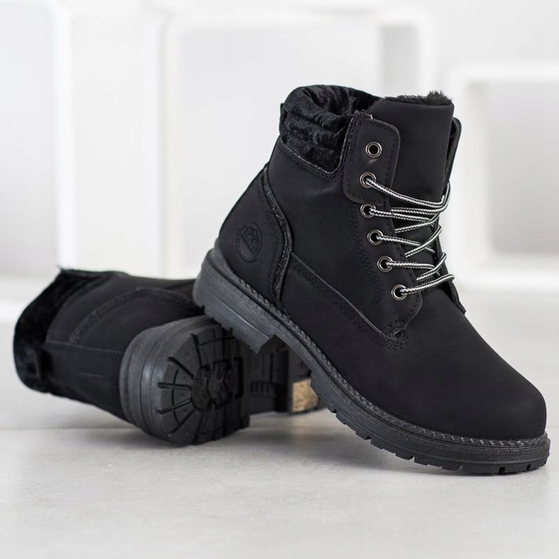 SHELOVET Botas de caminhada com parte superior de veludo preto 2