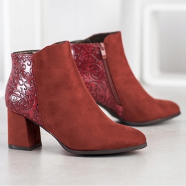 M.Daszyński Botas cor de vinho com estampa marrom vermelho 1