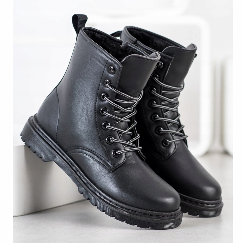 SHELOVET Botas de couro ecológico preto 1