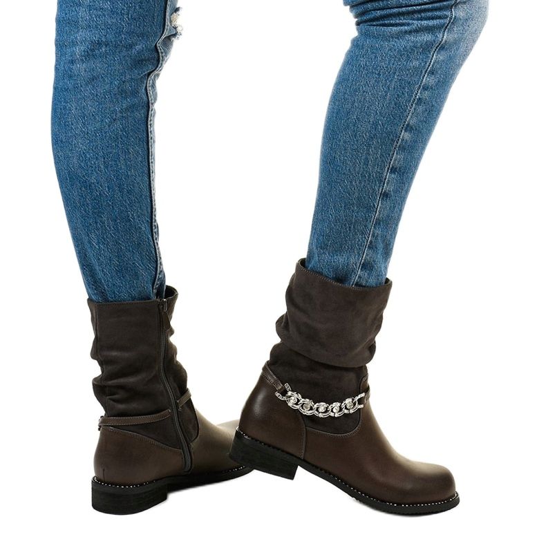 Botas de cano baixo cinza com zíper Petgell 2