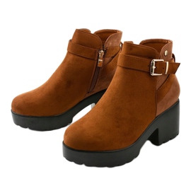 Botas de cano curto de camelo com zíper Meridvielle marrom amarelo 2