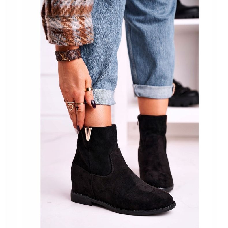 FG1 Botins femininos camurça preta Vanya preto 1