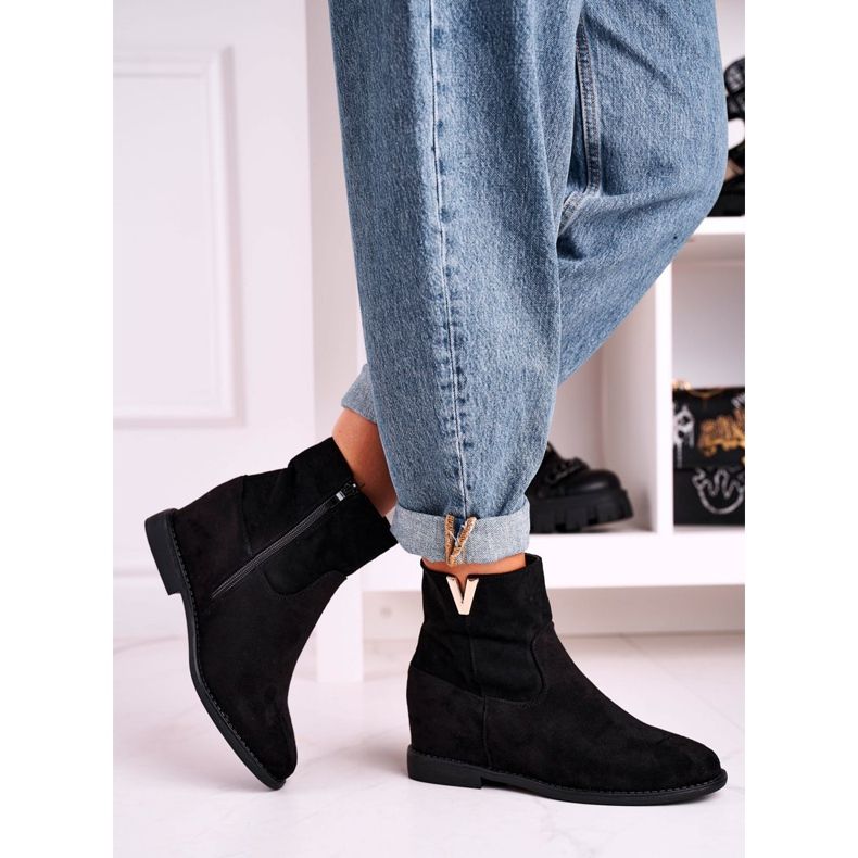 FG1 Botins femininos camurça preta Vanya preto 2