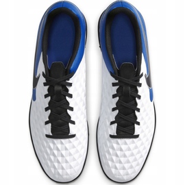Chuteiras Nike Tiempo Legend 8 Club Tf AT6109 104 branco, azul, preto branco 1