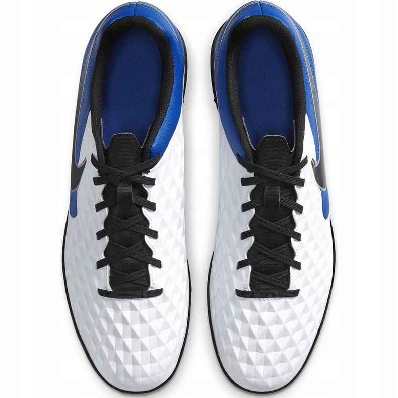 Chuteiras Nike Tiempo Legend 8 Club Tf AT6109 104 branco, azul, preto branco 1