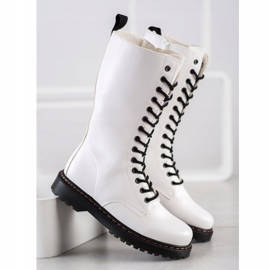 SHELOVET Botas brancas altas branco preto 1