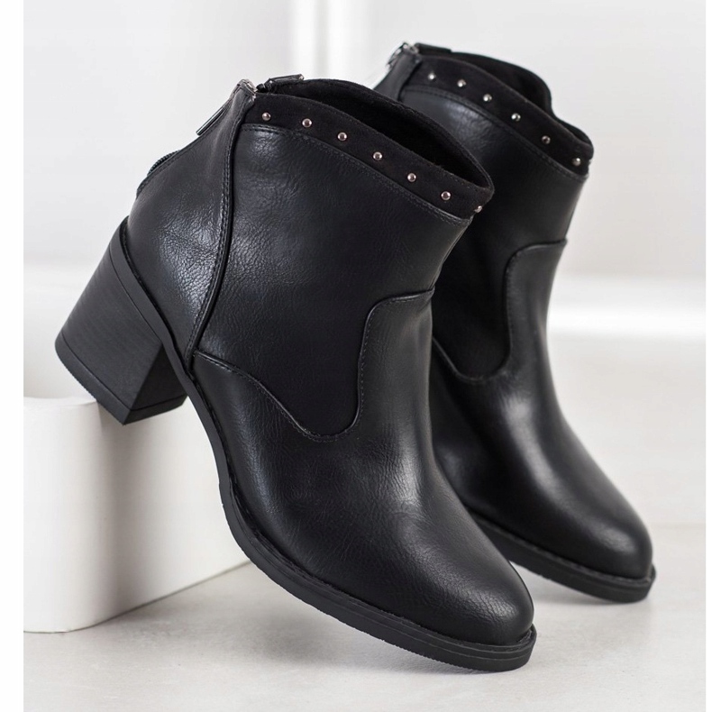 Kylie Botas de couro ecológicas casuais preto 2