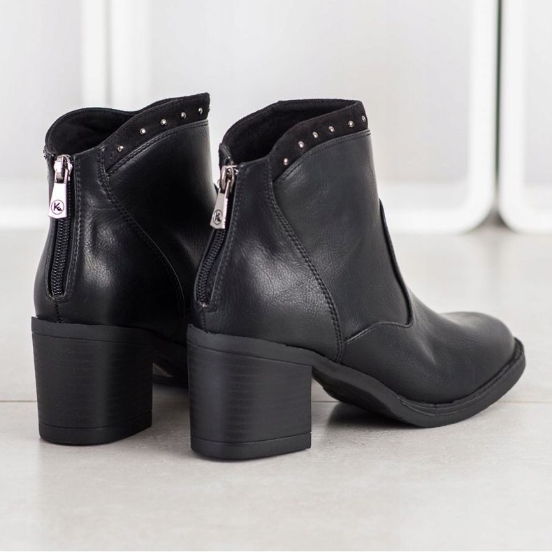Kylie Botas de couro ecológicas casuais preto 1